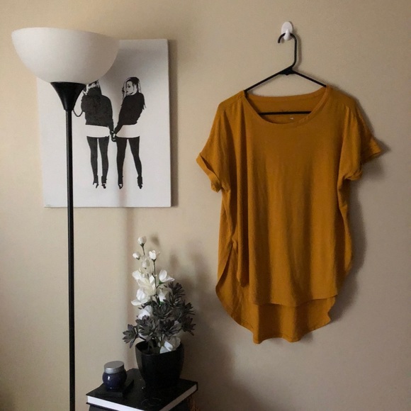 Poof! Tops - Poof Mustard yellow high low shortsleeve tunic